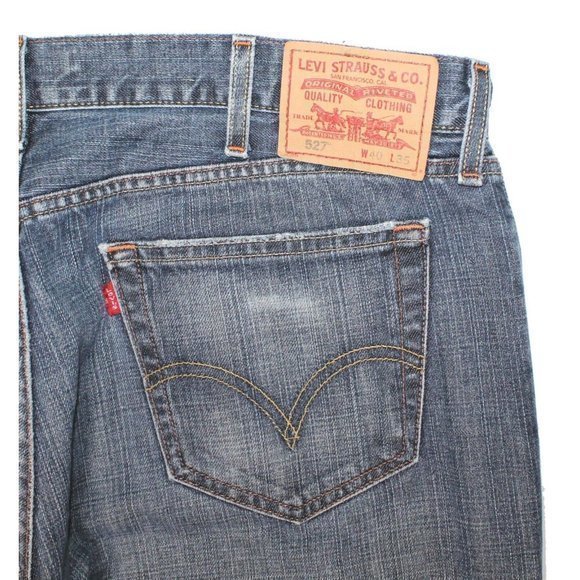 Levi's 527 Low Rise Boot Cut Blue Jeans 100% Cotton Mens Measures Size 41 x 36 - Picture 6 of 10